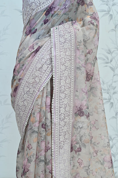 Nayara Kota Doriya Garden Saree Purple Saree featured