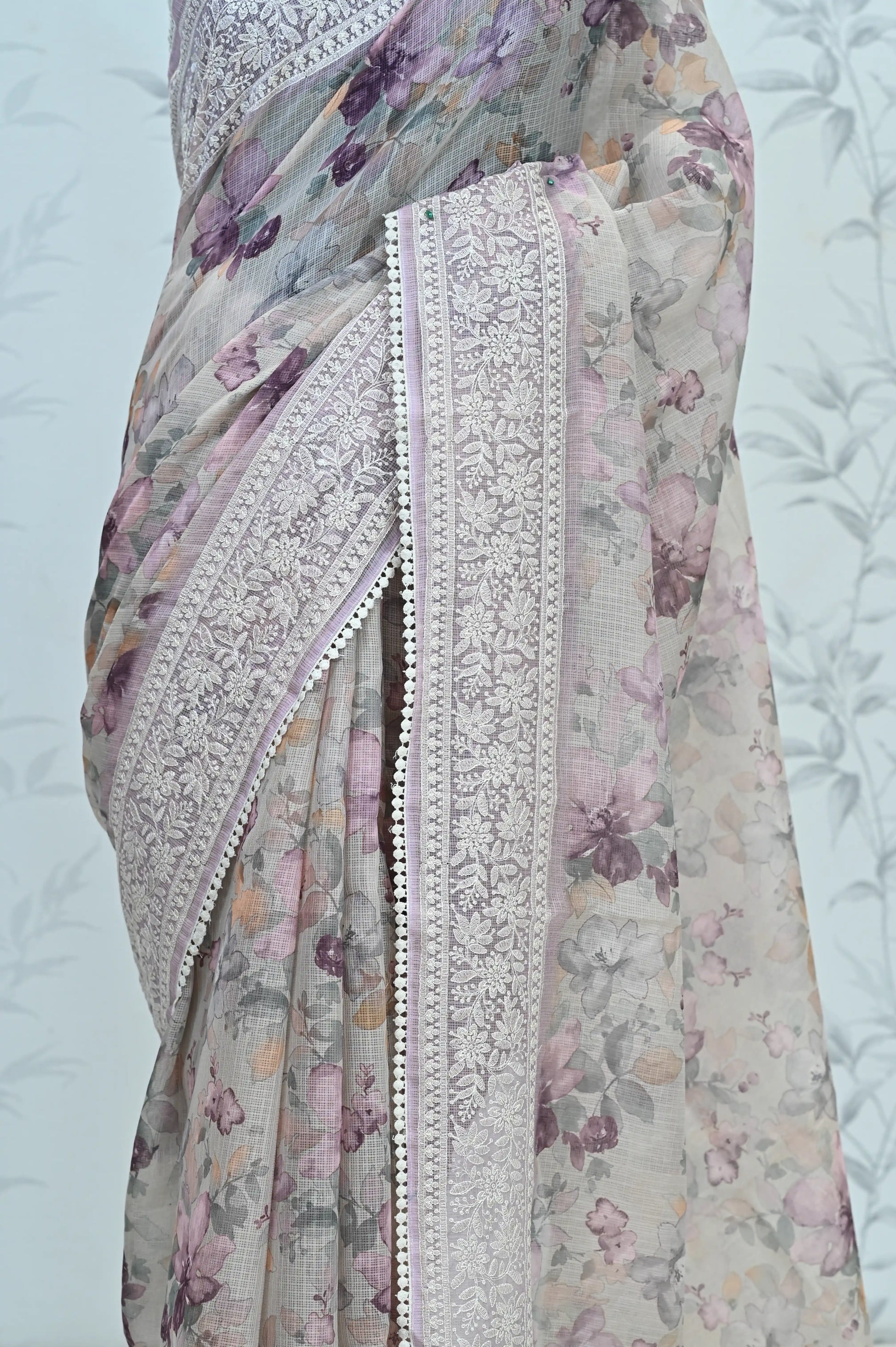 Nayara Kota Doriya Garden Saree Purple Saree featured