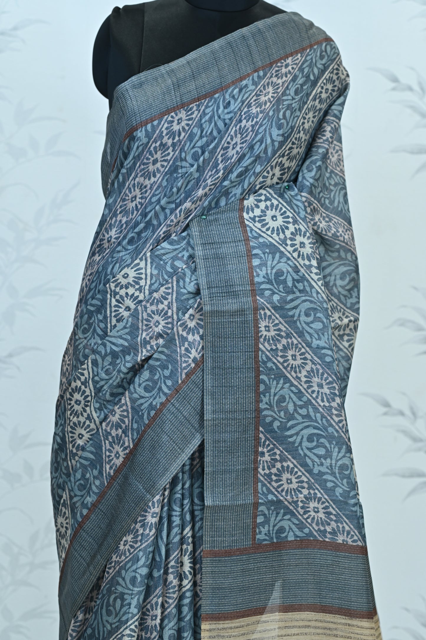 Vanika Veil Semi Tussar Saree Blue featured