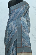 Load image into Gallery viewer, Vanika Veil Semi Tussar Saree Blue featured