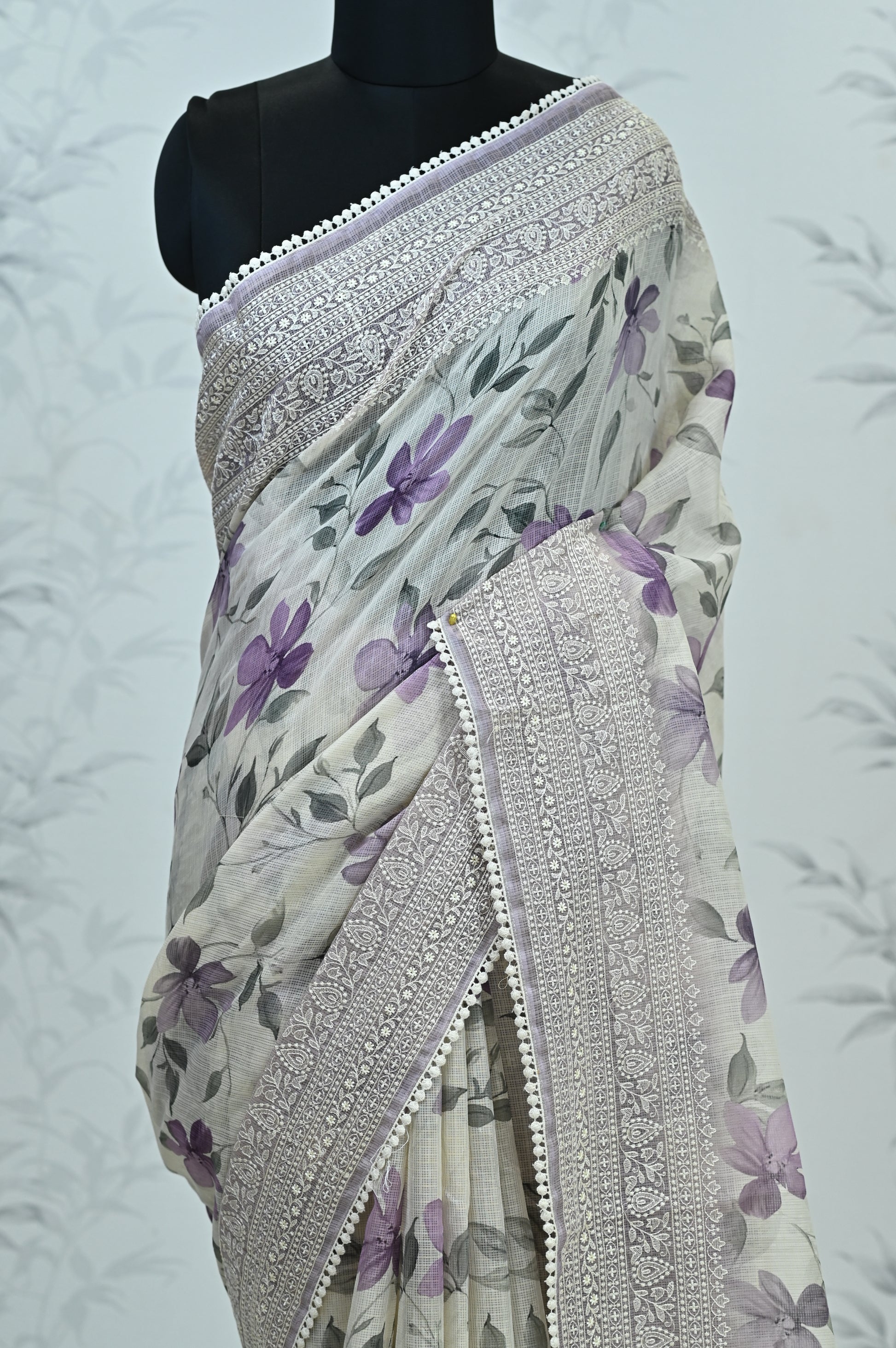 Aranya Grace Kota Doriya Saree Purple Saree featured