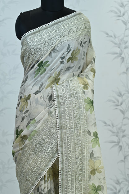 Aranya Grace Kota Doriya Saree Green Saree featured