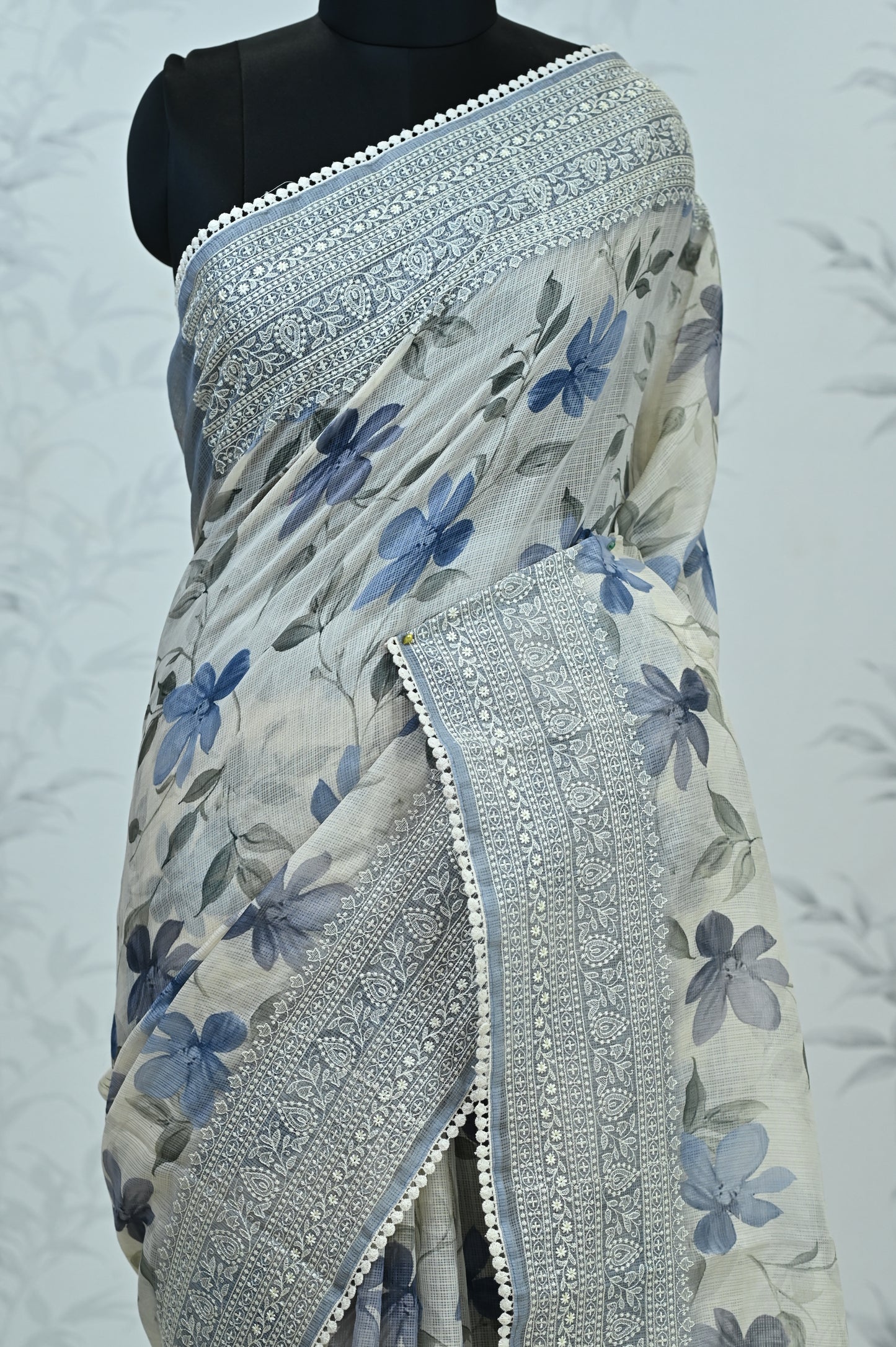 Aranya Grace Kota Doriya Saree Blue Saree featured