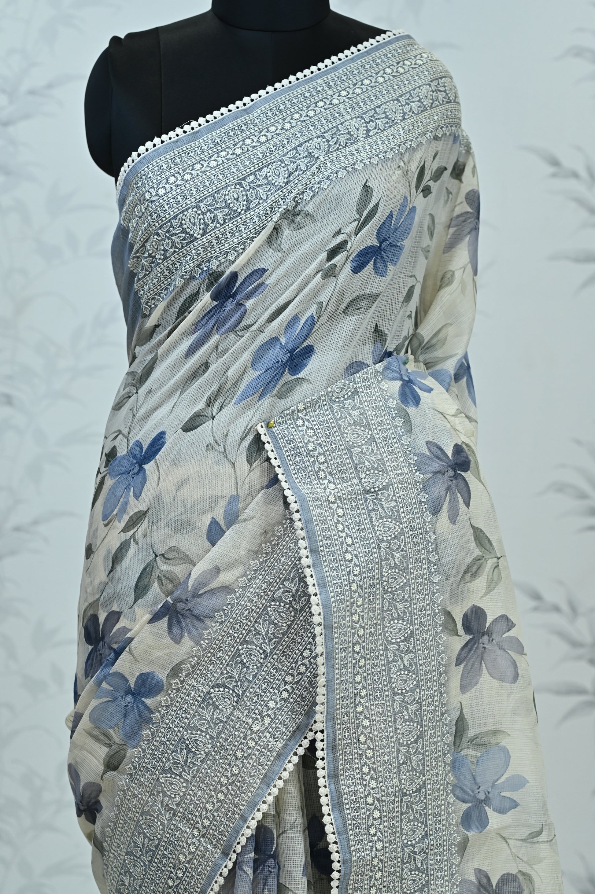 Aranya Grace Kota Doriya Saree Blue Saree featured