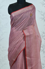 Load image into Gallery viewer, Saanvi Bloom Linen Tissue Saree Pink Saree featured