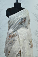 Load image into Gallery viewer, Eshani Pure Super Net Saree Brown featured