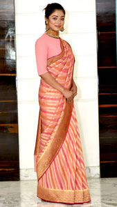 Rose Pink Stripes Saree Saree