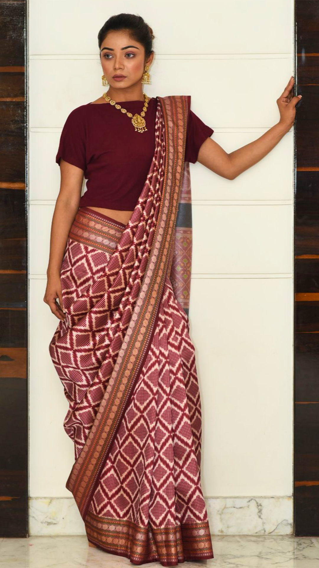 Maroon patola silk saree Saree