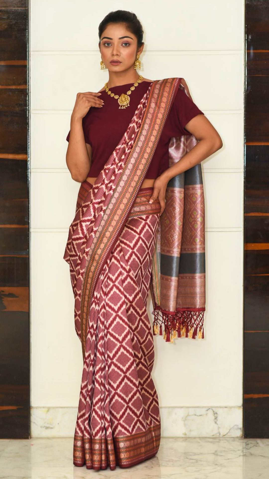 Maroon patola silk saree Saree