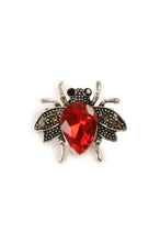 Load image into Gallery viewer, Very Cute Bumblebee Brooch RED ON SILVER Brooch