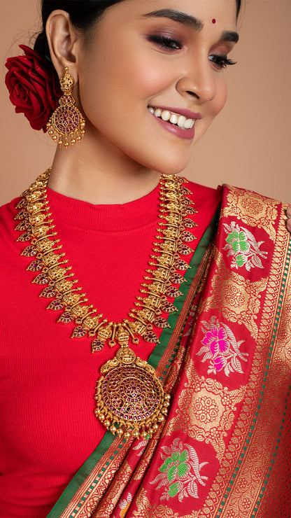 Red Floral Banarasi Silk Saree Saree