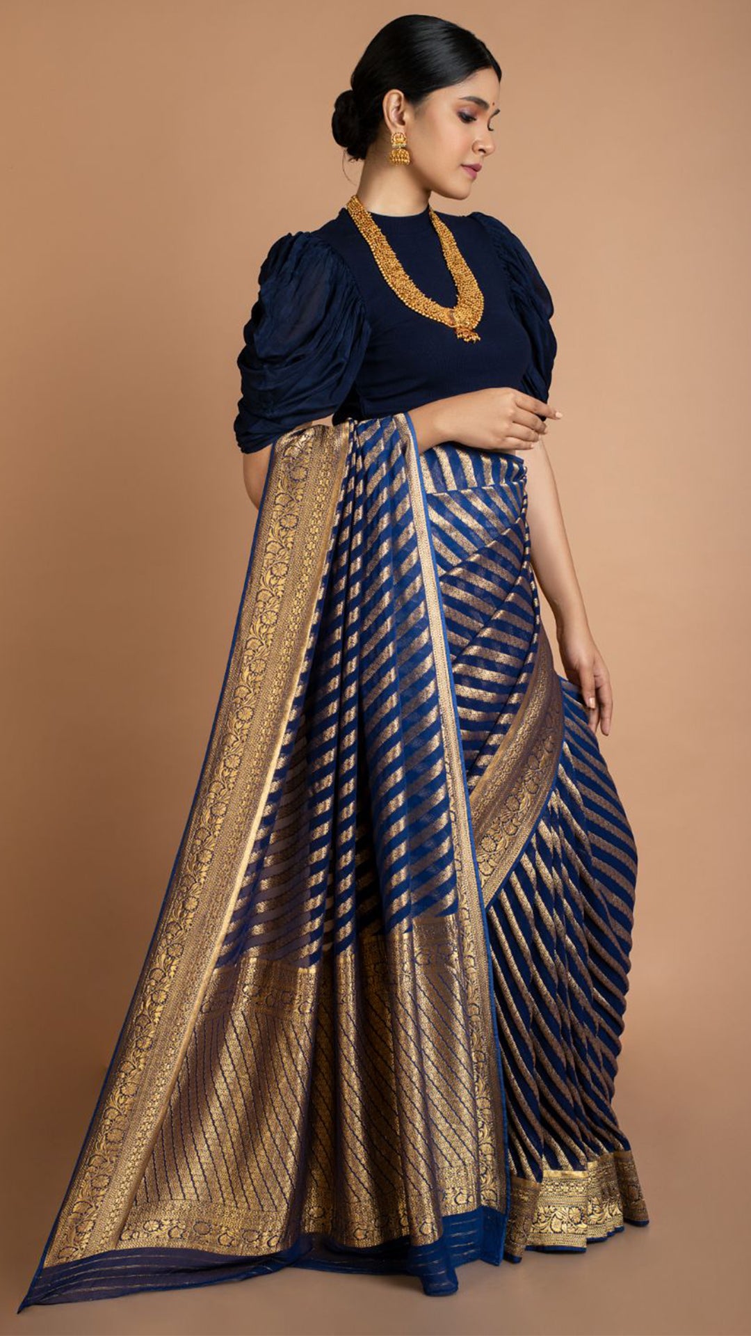 Royal Blue Stripes Saree Saree