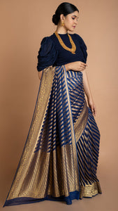 Royal Blue Stripes Saree Saree