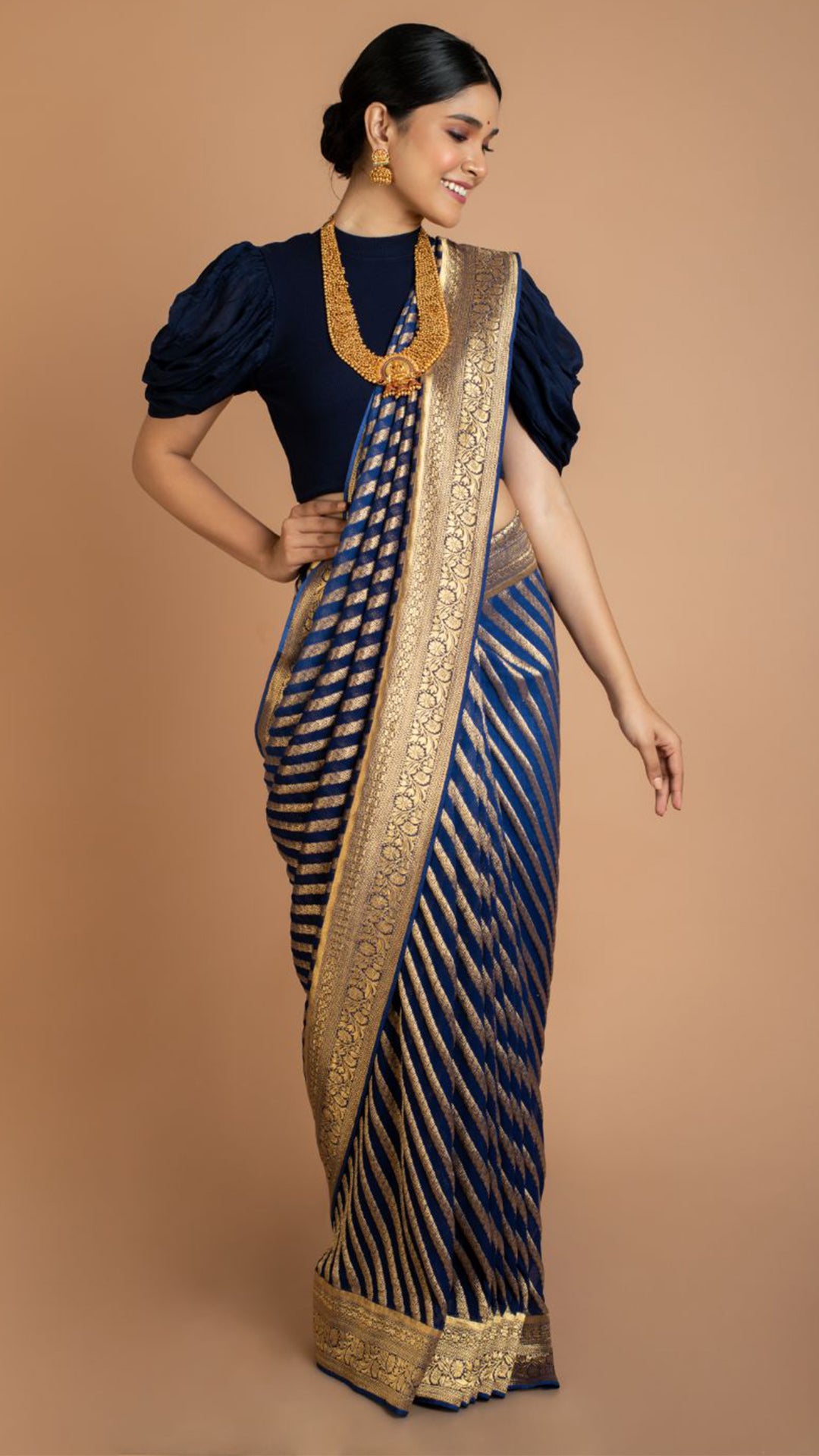 Royal Blue Stripes Saree Saree