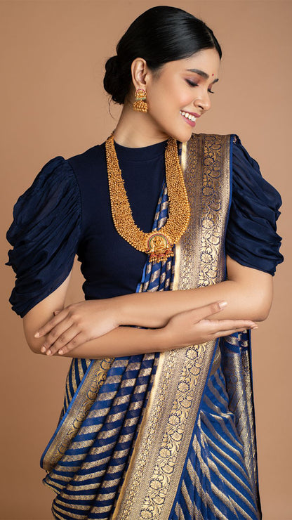 Royal Blue Stripes Saree Saree