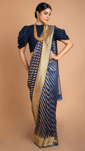 Load image into Gallery viewer, Royal Blue Stripes Saree Saree
