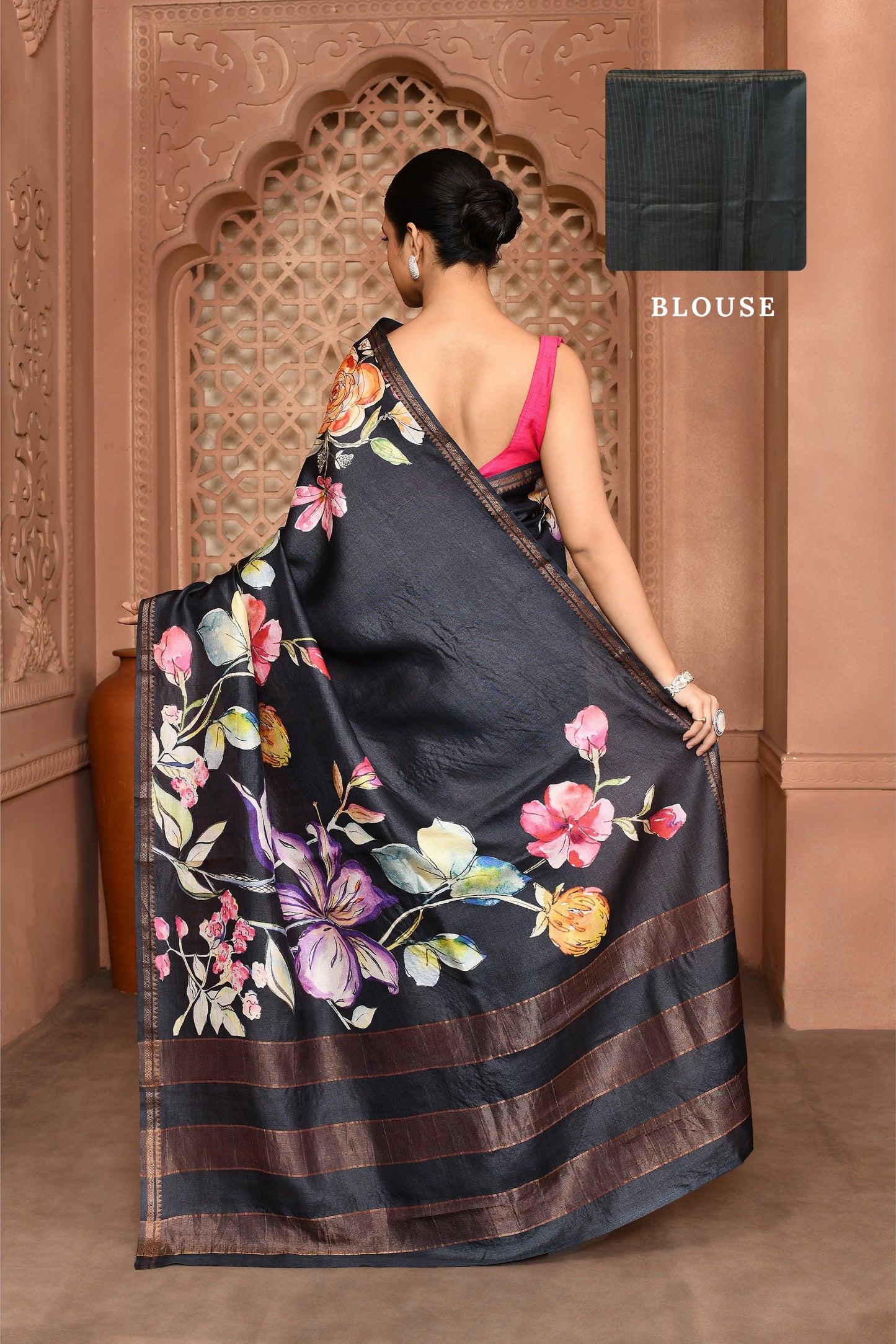 Samantha Blossom Tussar Silk Saree Saree featured