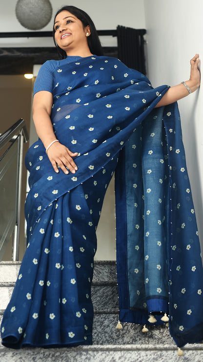 Organza Saree with Floral Pattern Saree