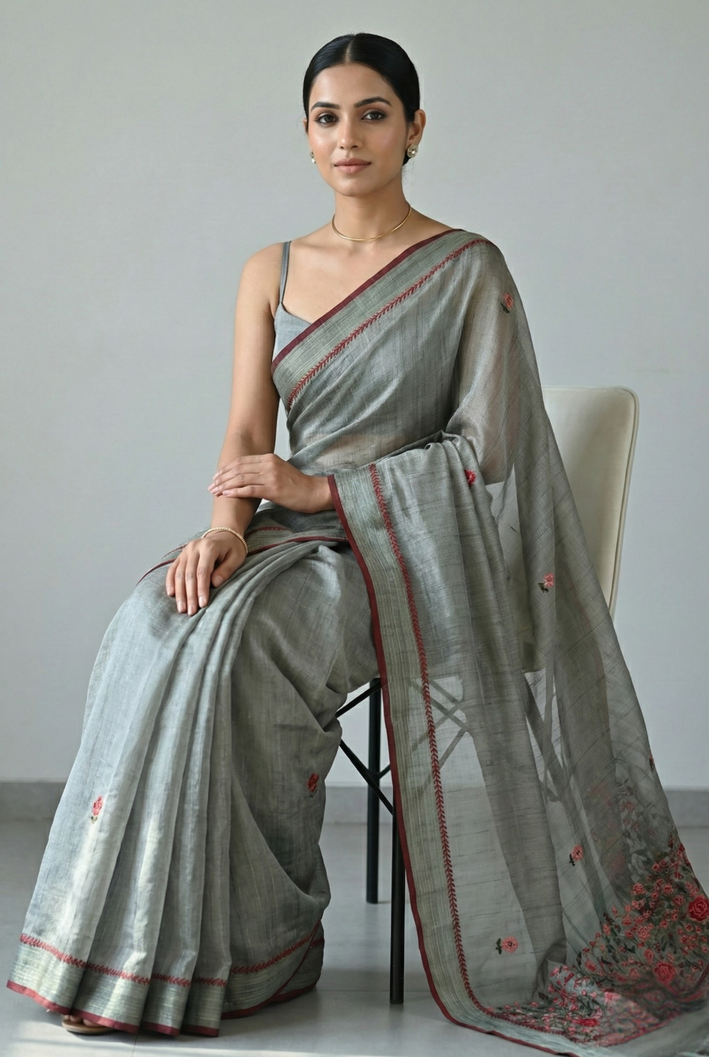 Triveni Linen Tissue saree Mehendi Green Saree featured