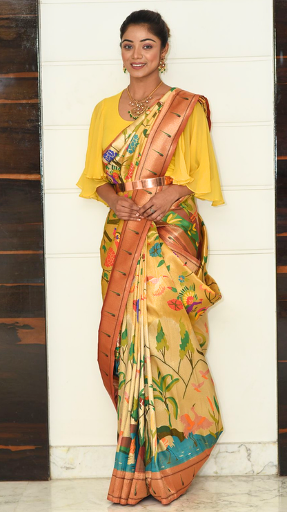 Golden Saree with zari border Saree
