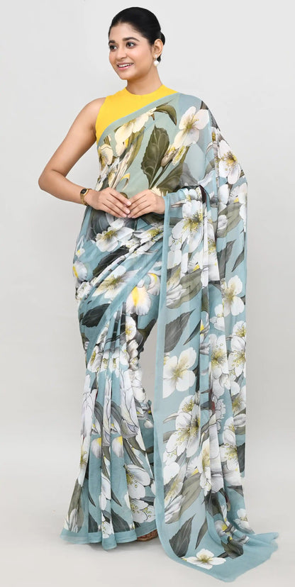 Apricot Blossom Chiffon Silk Saree Saree