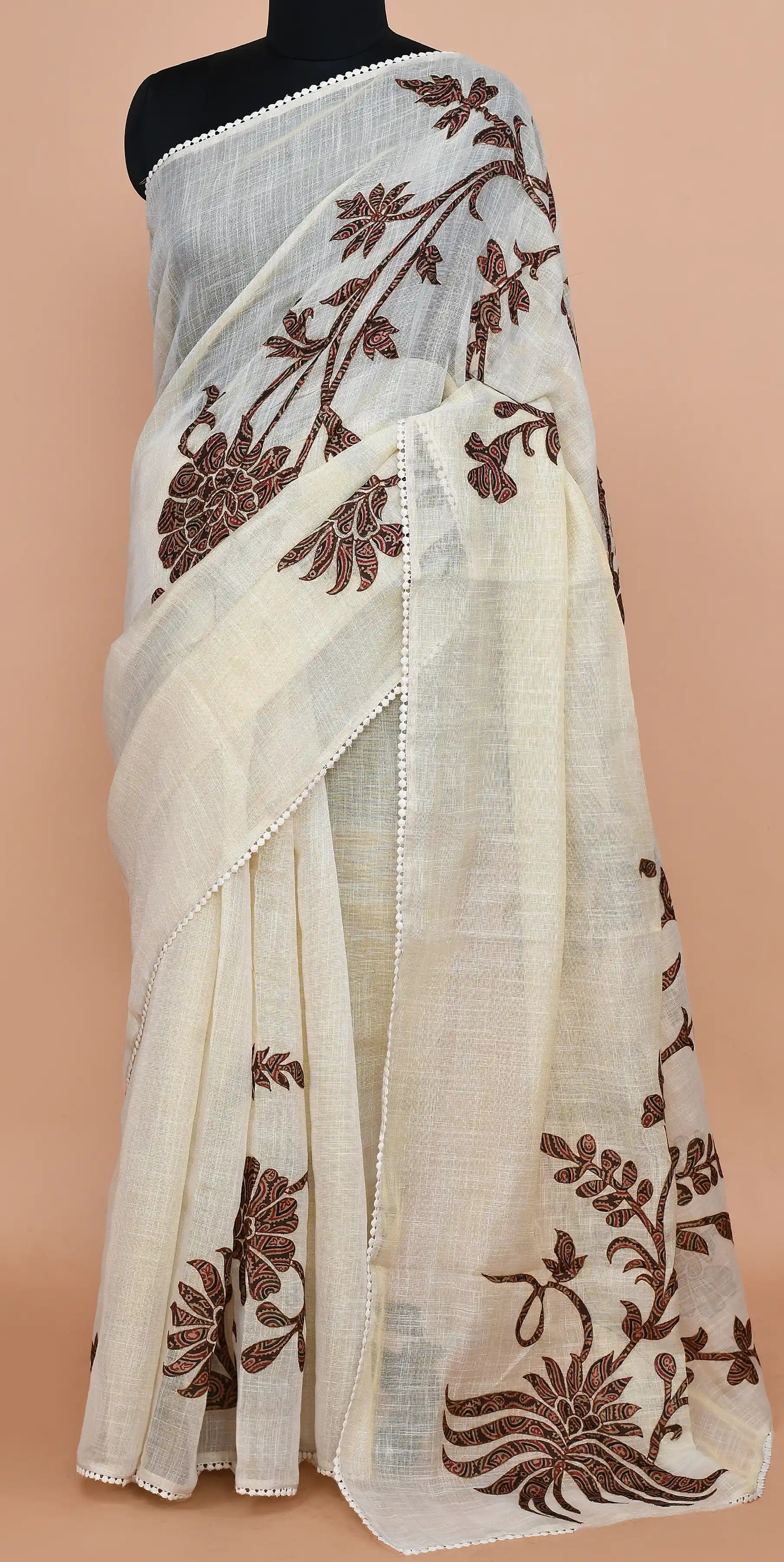 Idalia Brown-Ochre Saree featured