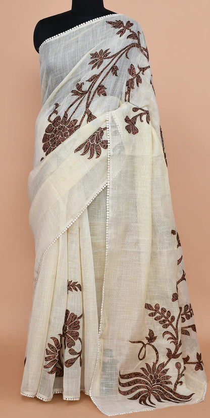 Idalia Brown-Ochre Saree featured