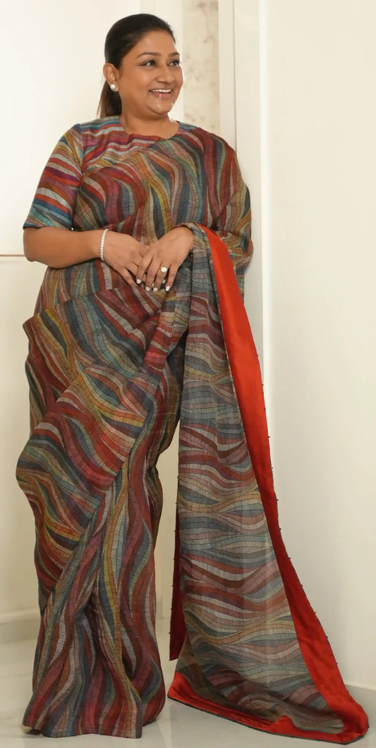 Multicolored Organza Saree Saree
