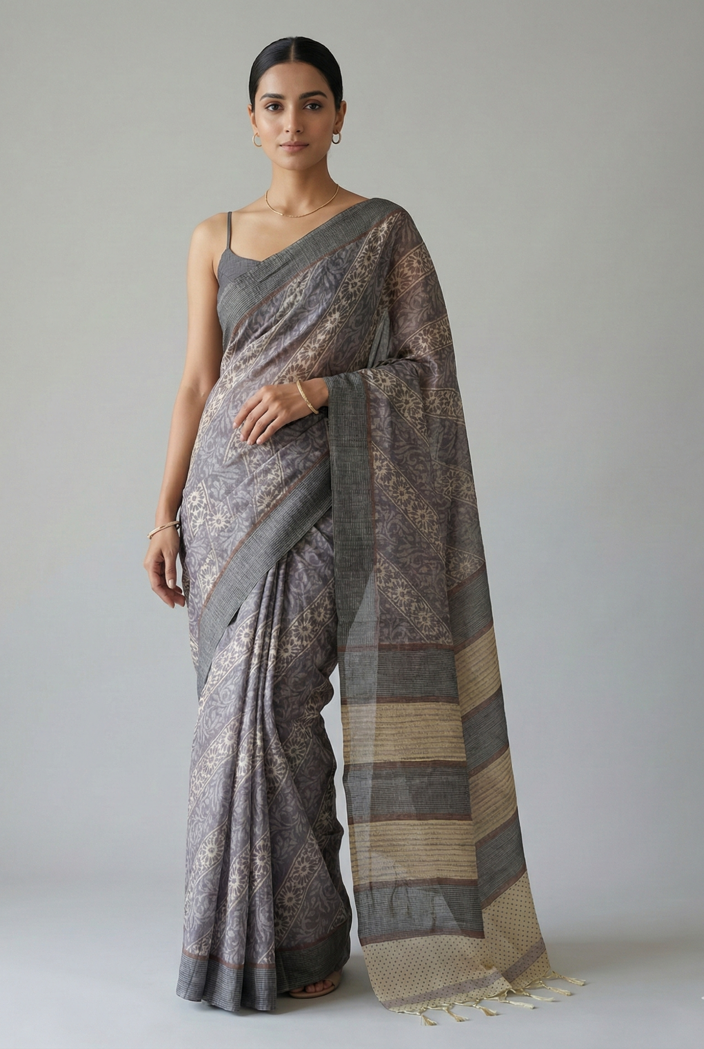 Vanika Veil Semi Tussar Saree Purple featured