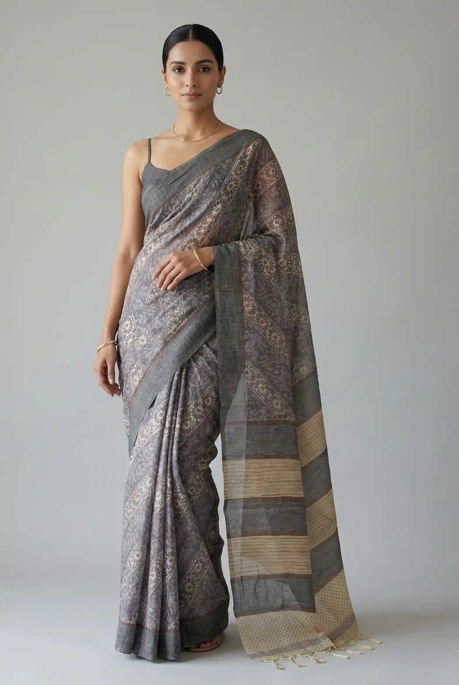 Vanika Veil Semi Tussar Saree Purple featured
