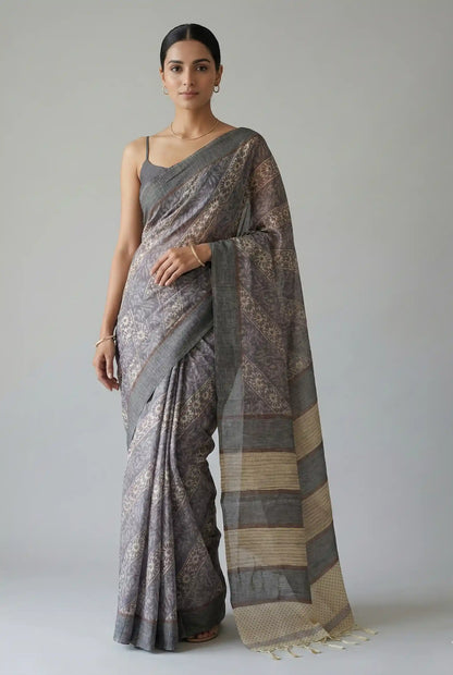 Vanika Veil Semi Tussar Saree Purple featured
