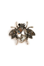 Load image into Gallery viewer, Very Cute Bumblebee Brooch WHITE ON SILVER Brooch