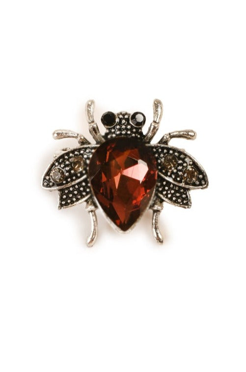 Very Cute Bumblebee Brooch WINE ON SILVER Brooch