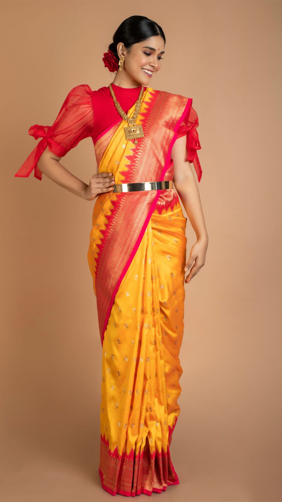 BLUE COLOR FANCY SAREE WITH YELLOW BLOUSE AT BEST RATE – Vastra Creation