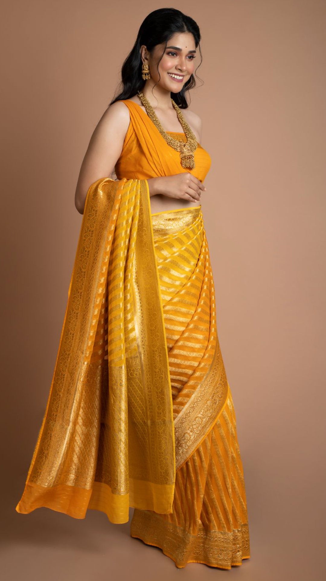 Yellow Stripes Saree Saree