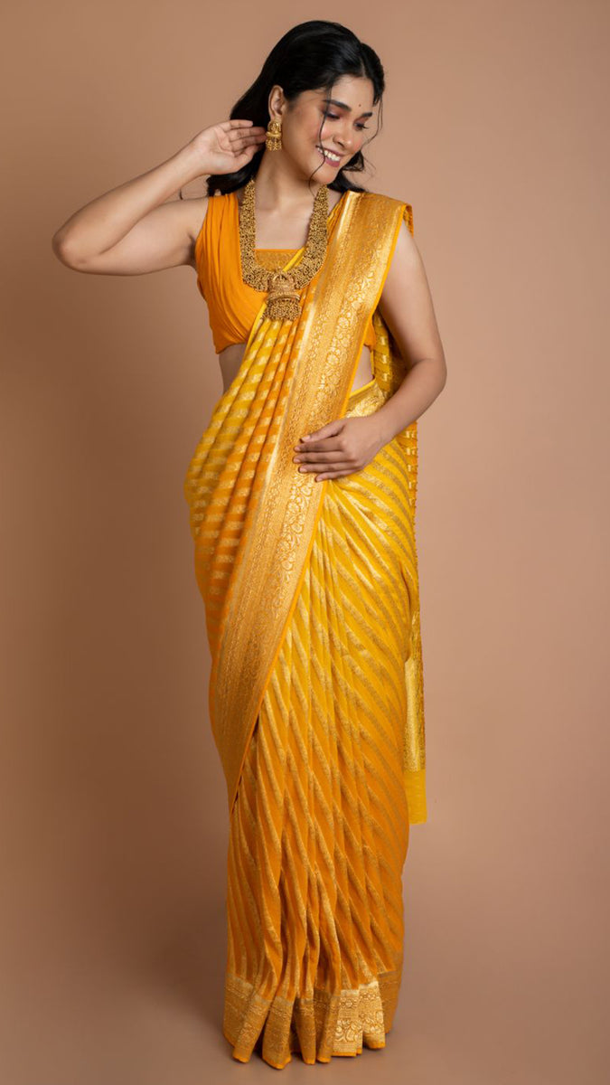 Yellow Stripes Saree | Drape Divaa