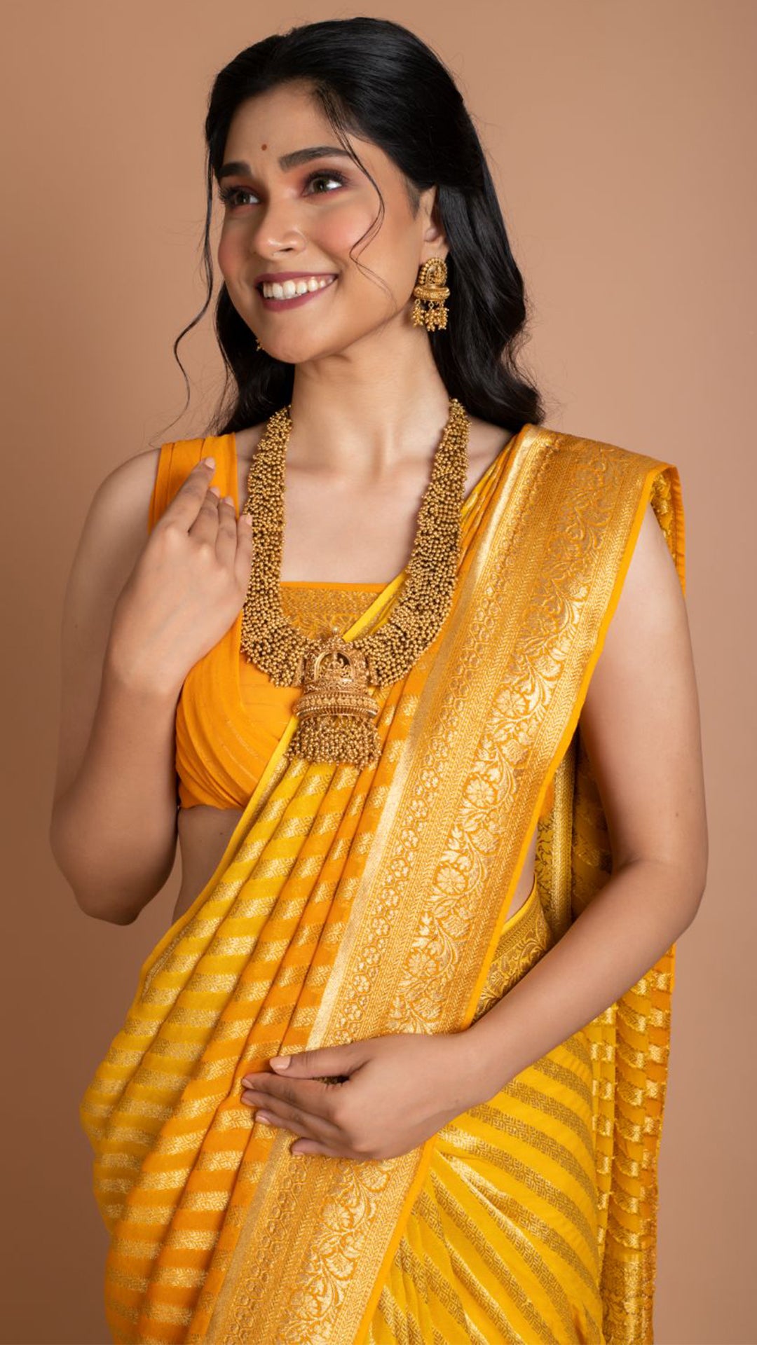 Yellow Stripes Saree Saree