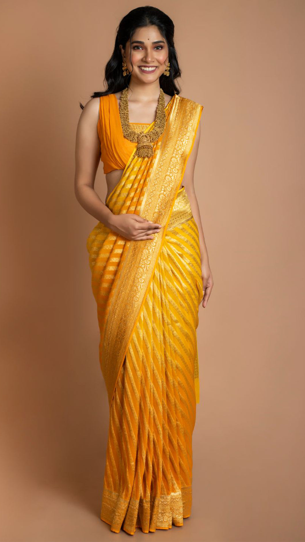 Yellow Stripes Saree Saree