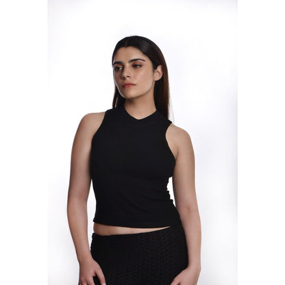 Sleeveless Hosiery Blouses - Black - Blouse featured
