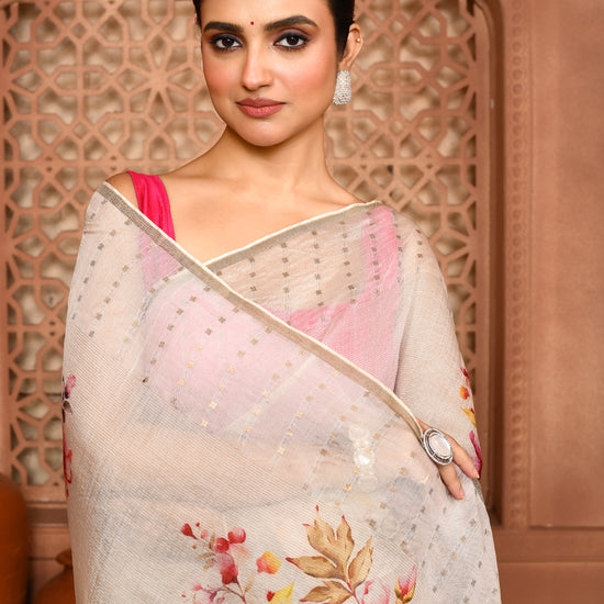 Kusum Floral Muslin Silk Saree featured common