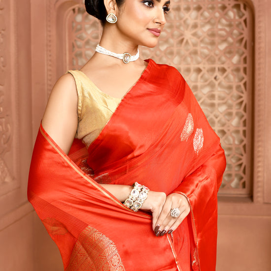 Banarasi Pallu Silk Kota Saree Red Saree featured
