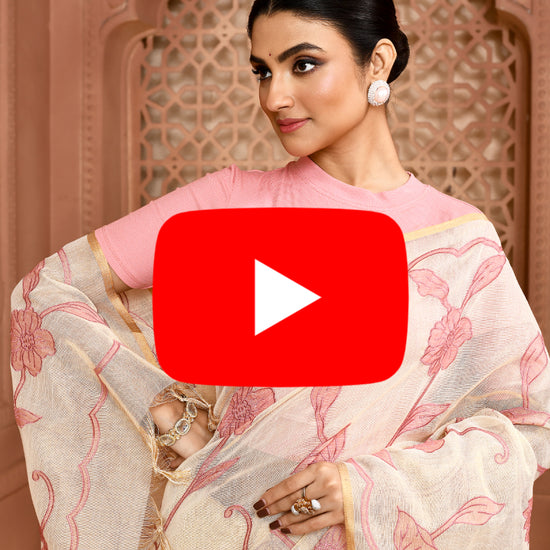 Rose Elegance Linen Shimmer Saree  featured common