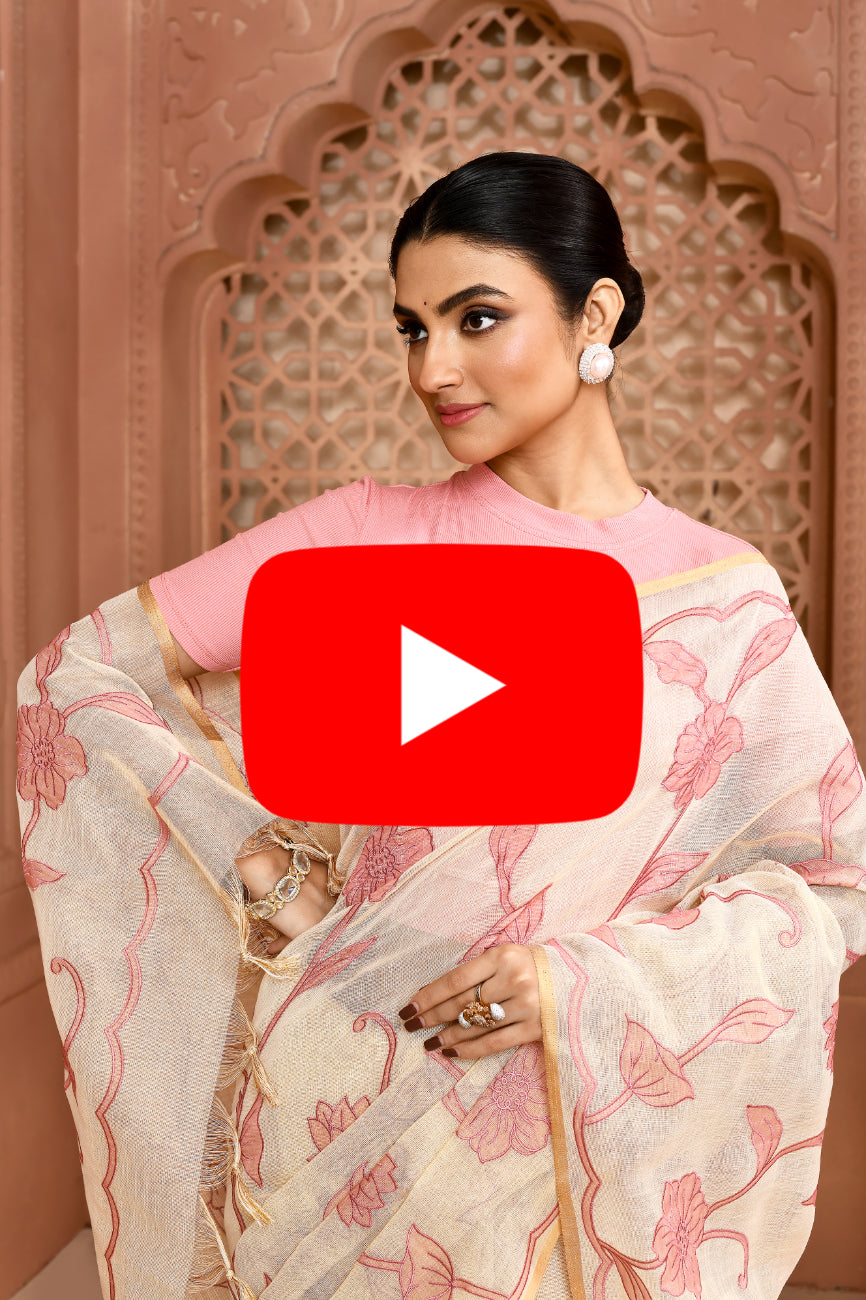 Rose Elegance Linen Shimmer Saree  featured common
