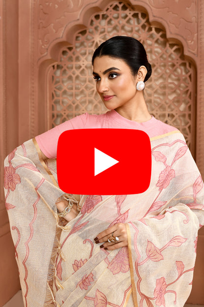 Rose Elegance Linen Shimmer Saree  featured common