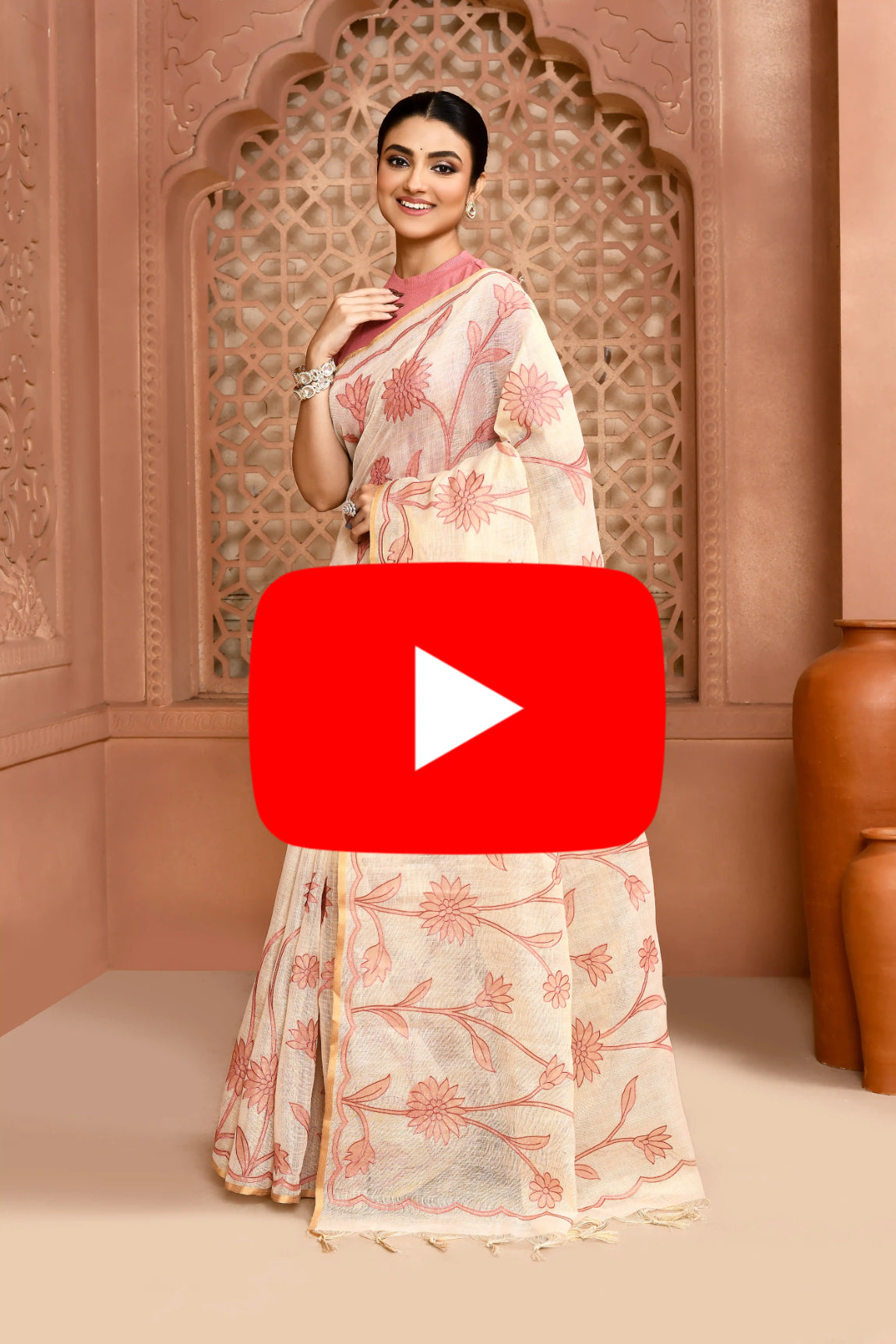 Sunflower Scallop Linen Shimmer Saree featured common