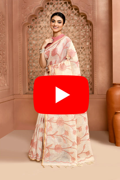 Sunflower Scallop Linen Shimmer Saree featured common