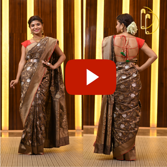 Crazy Chocolate Saree with Silver and Golden Zari Saree