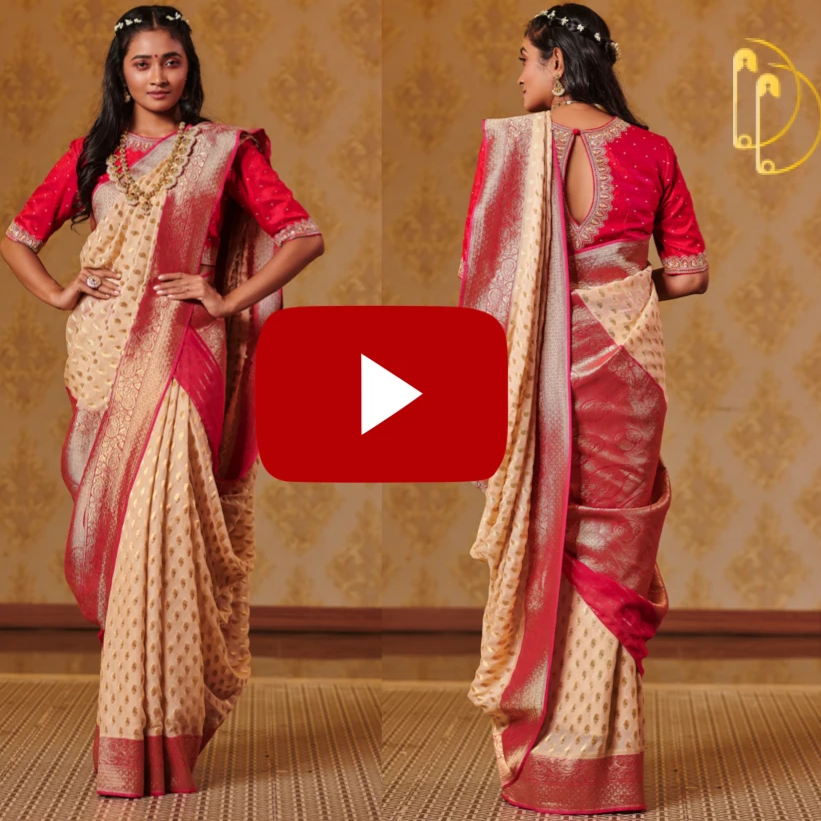Ivory and Red Georgette Saree Saree