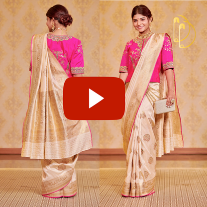 Bright Pink and Ivory Saree with Zari Saree