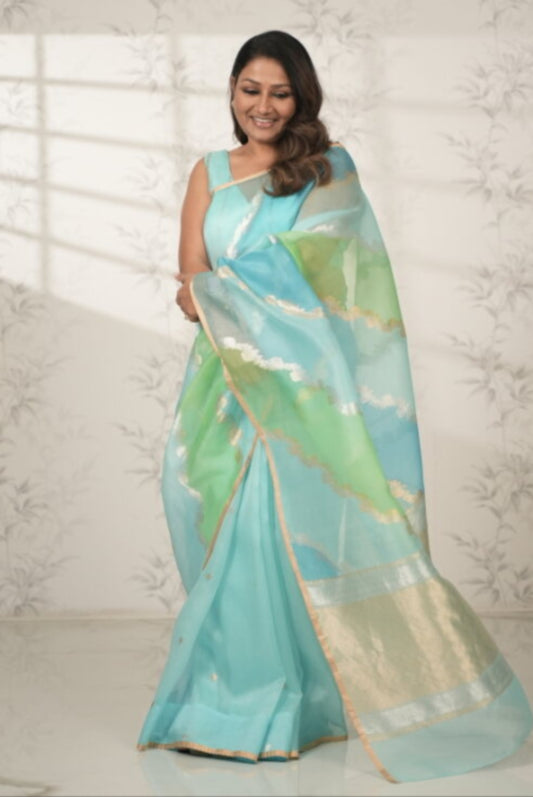 Handwoven Rangkat Banarasi Organza Silk Saree Saree